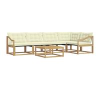 vidaXL Ensemble de canapés d'extérieur 6 pcs Blanc et crème, Canapé de Jardin, Salon d'extérieur Moderne, Assise Durable, Confort stylé pour se détendre