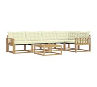 vidaXL Ensemble de canapés d'extérieur 6 pcs Blanc et crème, Canapé de Jardin, Salon d'extérieur Moderne, Assise Durable, Confort stylé pour se détendre
