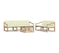 vidaXL Ensemble de canapés d'extérieur 6 pcs Blanc et crème, Canape de Jardin, Sectionnel Moderne, Mobilier Extérieur, Salon Résistant, Confort sur Votre Terrasse