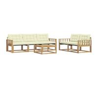 vidaXL Ensemble de canapés d'extérieur 6 pcs Blanc et crème, Canape de Jardin, Sectionnel Moderne, Mobilier Extérieur, Salon Résistant, Confort sur Votre Terrasse