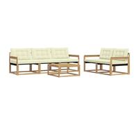 vidaXL Ensemble de canapés d'extérieur 6 pcs Blanc et crème, Canape de Jardin, Sectionnel Moderne, Mobilier Extérieur, Salon Résistant, Confort sur Votre Terrasse