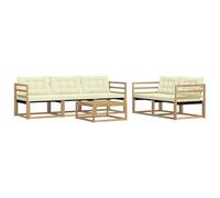 vidaXL Ensemble de canapés d'extérieur 6 pcs Blanc et crème, Canape de Jardin, Sectionnel Moderne, Mobilier Extérieur, Salon Résistant, Confort sur Votre Terrasse