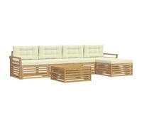 vidaXL Ensemble de canapés d'extérieur 6 pcs Blanc et crème, Canapé de Patio, Ensemble Moderne, résistant aux intempéries, détente en Plein air, Coin cocooning pour Vos espaces