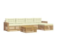 vidaXL Ensemble de canapés d'extérieur 6 pcs Blanc et crème, Canapé de Patio, Ensemble Moderne, résistant aux intempéries, détente en Plein air, Coin cocooning pour Vos espaces