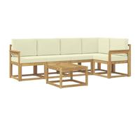 vidaXL Ensemble de canapés d'extérieur 6 pcs Blanc et crème, Canapé d'extérieur, Ensemble Lounge Moderne, mobilier Durable pour Un Patio Confortable et Relaxant
