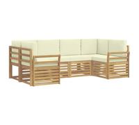 vidaXL Ensemble de canapés d'extérieur 6 pcs Blanc et crème, Canapé d'extérieur Moderne, Lounge, Durable, idéal pour Votre Patio, mobilier de terrasse, Confort Garanti