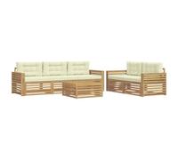 vidaXL Ensemble de canapés d'extérieur 6 pcs Blanc et crème, Canapé d'extérieur, Salon Moderne, Coin détente, mobilier de terrasse, Ensemble de Jardin
