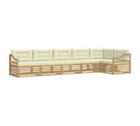 vidaXL Ensemble de canapés d'extérieur 6 pcs Blanc et crème, Canapé d'extérieur, Salon sectionnel Durable, mobilier Moderne pour terrasse et détente au Jardin