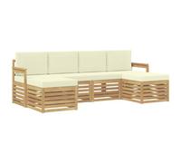 vidaXL Ensemble de canapés d'extérieur 6 pcs Blanc et crème, Canapé Moderne de Jardin, mobilier sectionnel Durable, Confort sur la terrasse