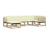 vidaXL Ensemble de canapés d'extérieur 6 pcs Blanc et crème, Ensemble canapé de Jardin, Salon extérieur Moderne, mobilier Durable, Assise étanche, Facile à Nettoyer