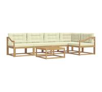 vidaXL Ensemble de canapés d'extérieur 6 pcs Blanc et crème, Ensemble de Meubles de Jardin Moderne, Sofa résistant aux intempéries, Salon élégant, siège Durable près de la Piscine