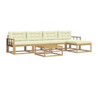 vidaXL Ensemble de canapés d'extérieur 6 pcs Blanc et crème, Ensemble de Salon rérouté, canapé sectionnel Moderne, mobilier de Jardin résistant aux intempéries, Bois d'acacia