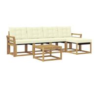 vidaXL Ensemble de canapés d'extérieur 6 pcs Blanc et crème, Mobilier de Jardin, canapé Moderne, Ensemble sectionnel pour Balcon et Patio, Assise Durable pour se détendre