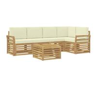 vidaXL Ensemble de canapés d'extérieur 6 pcs Blanc et crème, Mobilier de Jardin, canapé sectionnel Moderne, sièges Lounge extérieurs, Ensemble terrasse pour Le Confort