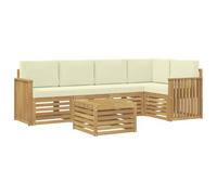 vidaXL Ensemble de canapés d'extérieur 6 pcs Blanc et crème, Mobilier de Jardin, canapé sectionnel Moderne, sièges Lounge extérieurs, Ensemble terrasse pour Le Confort