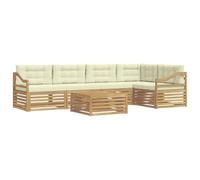 vidaXL Ensemble de canapés d'extérieur 6 pcs Blanc et crème Polyester, Canapé de Jardin modulaire, Salon d'extérieur résistant aux intempéries, Option de Confort sur la terrasse
