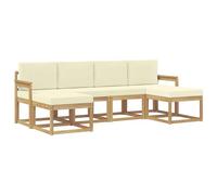 vidaXL Ensemble de canapés d'extérieur 6 pcs Blanc et crème Polyester, Canapé d'Exterieur Élégant, Mobilier de Patio Moderne, Canapé Résistant au Temps, Design Chic pour Détente