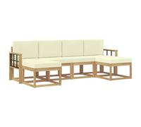 vidaXL Ensemble de canapés d'extérieur 6 pcs Blanc et crème Polyester, Canapé d'Exterieur Élégant, Mobilier de Patio Moderne, Canapé Résistant au Temps, Design Chic pour Détente