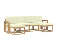 vidaXL Ensemble de canapés d'extérieur 6 pcs Blanc et crème Polyester, Canapé d'Exterieur Élégant, Mobilier de Patio Moderne, Canapé Résistant au Temps, Design Chic pour Détente