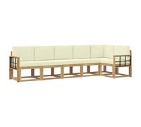 vidaXL Ensemble de canapés d'extérieur 6 pcs Blanc et crème Polyester, Canapé d'extérieur Moderne, résistant aux intempéries, Coins Confortables pour Patio et terrasse