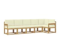 vidaXL Ensemble de canapés d'extérieur 6 pcs Blanc et crème Polyester, Canapé d'extérieur Moderne, résistant aux intempéries, Coins Confortables pour Patio et terrasse