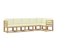 vidaXL Ensemble de canapés d'extérieur 6 pcs Blanc et crème Polyester, Canapé d'extérieur Moderne, résistant aux intempéries, Coins Confortables pour Patio et terrasse