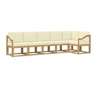 vidaXL Ensemble de canapés d'extérieur 6 pcs Blanc et crème Polyester, Canapé d'extérieur Moderne, résistant aux intempéries, Coins Confortables pour Patio et terrasse