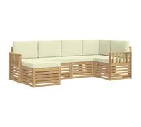vidaXL Ensemble de canapés d'extérieur 6 pcs Blanc et crème Polyester, Canapé d'extérieur, Salon Moderne, mobilier de Jardin, Relaxation sur terrasse assurée