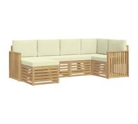 vidaXL Ensemble de canapés d'extérieur 6 pcs Blanc et crème Polyester, Canapé d'extérieur, Salon Moderne, mobilier de Jardin, Relaxation sur terrasse assurée