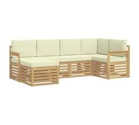 vidaXL Ensemble de canapés d'extérieur 6 pcs Blanc et crème Polyester, Canapé d'extérieur, Salon Moderne, mobilier de Jardin, Relaxation sur terrasse assurée