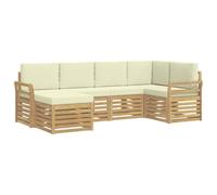 vidaXL Ensemble de canapés d'extérieur 6 pcs Blanc et crème Polyester, Canapé d'extérieur, Salon Moderne, mobilier de Jardin, Relaxation sur terrasse assurée
