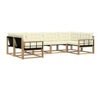 vidaXL Ensemble de canapés d'extérieur 6 pcs Blanc et crème, Salon de Jardin, canapé modulable Moderne, mobilier extérieur, Coin terrasse pour se détendre