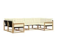 vidaXL Ensemble de canapés d'extérieur 6 pcs Blanc et crème, Salon de Jardin, canapé modulable Moderne, mobilier extérieur, Coin terrasse pour se détendre