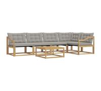 vidaXL Ensemble de canapés d'extérieur 6 pcs Blanc et Gris Clair, Canapé de Jardin, Salon d'extérieur Moderne, Assise Durable, Confort stylé pour se détendre
