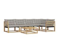 vidaXL Ensemble de canapés d'extérieur 6 pcs Blanc et Gris Clair, Canapé de Jardin, Salon d'extérieur Moderne, Assise Durable, Confort stylé pour se détendre