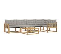 vidaXL Ensemble de canapés d'extérieur 6 pcs Blanc et Gris Clair, Canapé de Jardin, Salon d'extérieur Moderne, Assise Durable, Confort stylé pour se détendre
