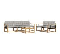vidaXL Ensemble de canapés d'extérieur 6 pcs Blanc et Gris Clair, Canape de Jardin, Sectionnel Moderne, Mobilier Extérieur, Salon Résistant, Confort sur Votre Terrasse