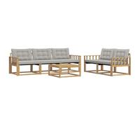 vidaXL Ensemble de canapés d'extérieur 6 pcs Blanc et Gris Clair, Canape de Jardin, Sectionnel Moderne, Mobilier Extérieur, Salon Résistant, Confort sur Votre Terrasse