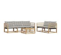 vidaXL Ensemble de canapés d'extérieur 6 pcs Blanc et Gris Clair, Canape de Jardin, Sectionnel Moderne, Mobilier Extérieur, Salon Résistant, Confort sur Votre Terrasse