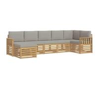 vidaXL Ensemble de canapés d'extérieur 6 pcs Blanc et Gris Clair, Découvrez des canapés Modernes pour l'extérieur, Meubles sectionnels pour Votre terrasse, détente au Jardin