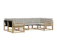 vidaXL Ensemble de canapés d'extérieur 6 pcs Blanc et Gris Clair, Salon de Jardin, canapé modulable Moderne, mobilier extérieur, Coin terrasse pour se détendre