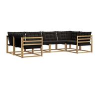 vidaXL Ensemble de canapés d'extérieur 6 pcs Blanc et Noir, Canapé de Jardin, Ensemble sectionnel extérieur Moderne, Meubles Robustes pour terrasse, Confort au Salon
