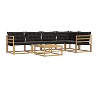 vidaXL Ensemble de canapés d'extérieur 6 pcs Blanc et Noir, Canapé de Jardin, Salon d'extérieur Moderne, Assise Durable, Confort stylé pour se détendre