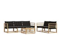 vidaXL Ensemble de canapés d'extérieur 6 pcs Blanc et Noir, Canape de Jardin, Sectionnel Moderne, Mobilier Extérieur, Salon Résistant, Confort sur Votre Terrasse