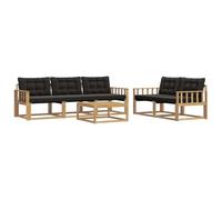 vidaXL Ensemble de canapés d'extérieur 6 pcs Blanc et Noir, Canape de Jardin, Sectionnel Moderne, Mobilier Extérieur, Salon Résistant, Confort sur Votre Terrasse