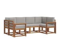 vidaXL Ensemble de canapés d'extérieur 6 pcs Gris Naturel et Clair, Canapé d'angle en Bois d'acacia, Meuble de Patio Moderne et résistant, Solution d'assise pour Le Jardin, décoration pour la Cour