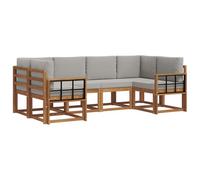 vidaXL Ensemble de canapés d'extérieur 6 pcs Gris Naturel et Clair, Canapé d'angle en Bois d'acacia, Meuble de Patio Moderne et résistant, Solution d'assise pour Le Jardin, décoration pour la Cour