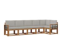 vidaXL Ensemble de canapés d'extérieur 6 pcs Gris Naturel et Clair, Canapé de Jardin Moderne, Ensemble sectionnel d'extérieur Durable, Meuble de Patio, sièges de terrasse, Confortable