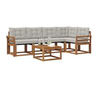 vidaXL Ensemble de canapés d'extérieur 6 pcs Gris Naturel et Clair, Canape d'exterieur en Acacia, Salon Moderne, mobilier de Jardin Tendance pour Un Espace Relaxant et Cosy