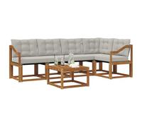 vidaXL Ensemble de canapés d'extérieur 6 pcs Gris Naturel et Clair, Canape d'exterieur en Acacia, Salon Moderne, mobilier de Jardin Tendance pour Un Espace Relaxant et Cosy